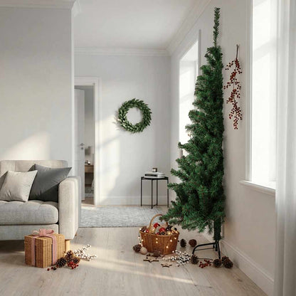 Artificial Half Christmas Tree | Green | PVC, Steel | Large | Foldable