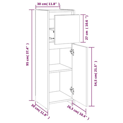 Bathroom Cabinet Black 30x30x95 cm Engineered Wood