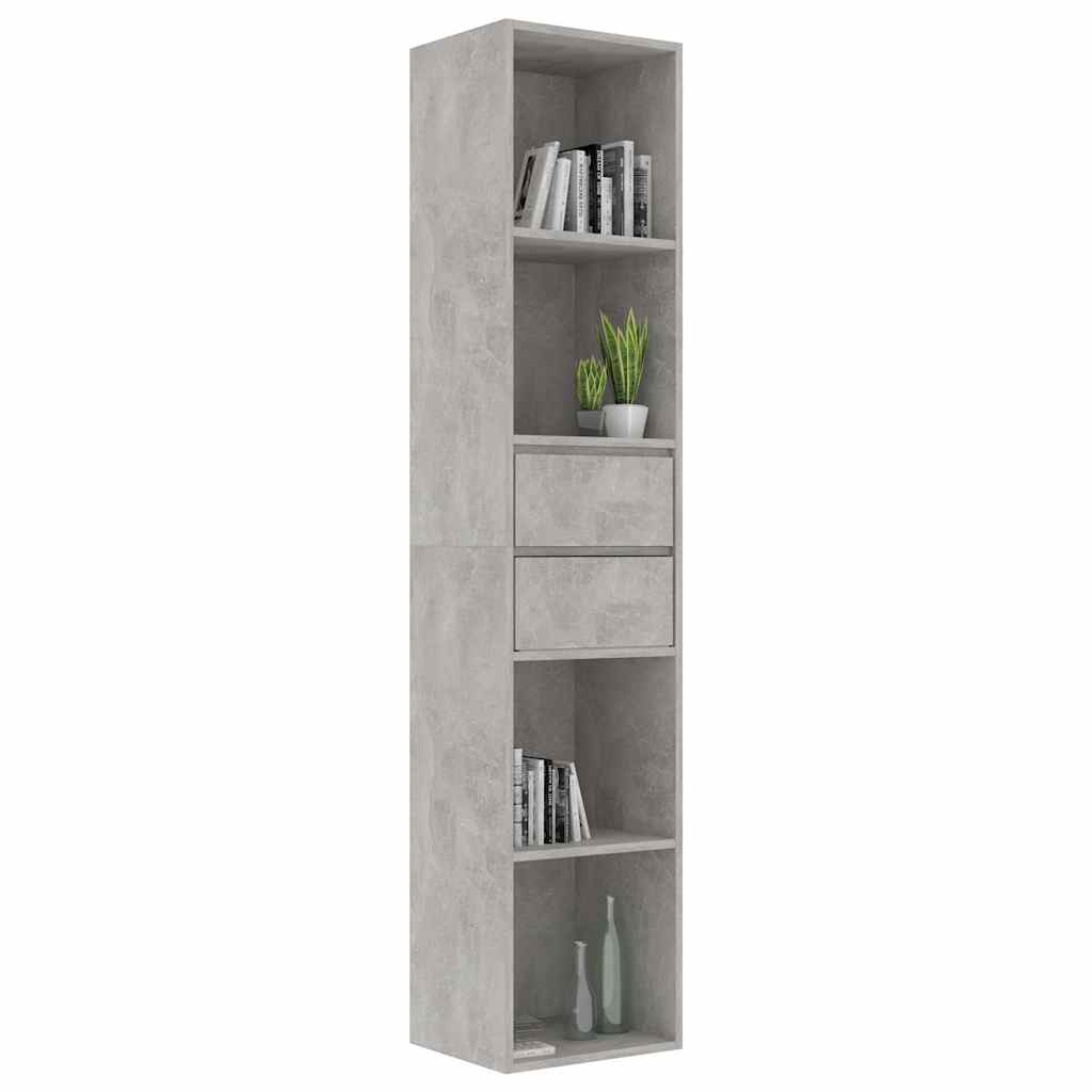 802871 vidaXL Book Cabinet Concrete Grey 36x30x171 cm Engineered Wood