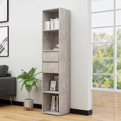 802871 vidaXL Book Cabinet Concrete Grey 36x30x171 cm Engineered Wood