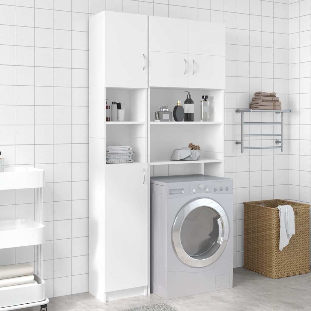 802876 vidaXL Bathroom Cabinet White 32x25,5x190 cm Engineered Wood
