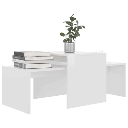 802918 vidaXL Coffee Table Set High Gloss White 100x48x40 cm Engineered Wood