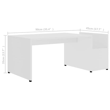 Coffee Table White 90x45x35 cm Engineered Wood