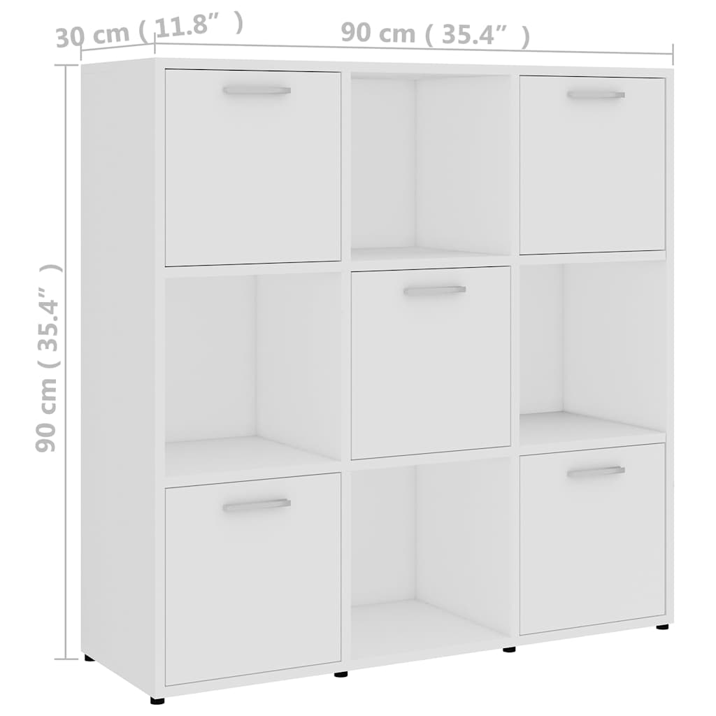 802930 vidaXL Book Cabinet White 90x30x90 cm Engineered Wood