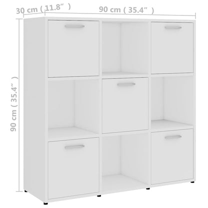 802930 vidaXL Book Cabinet White 90x30x90 cm Engineered Wood