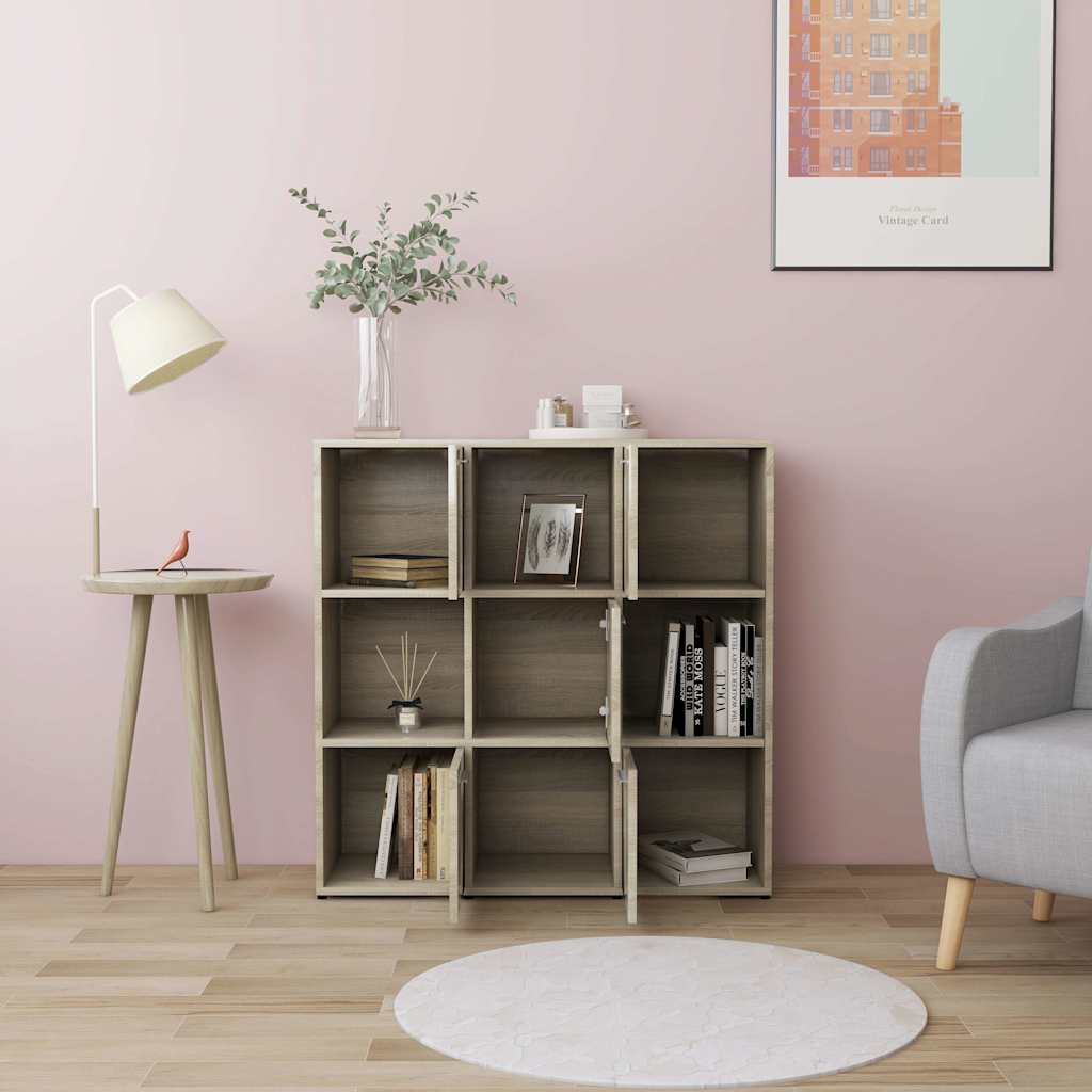 802933 vidaXL Book Cabinet Sonoma Oak 90x30x90 cm Engineered Wood