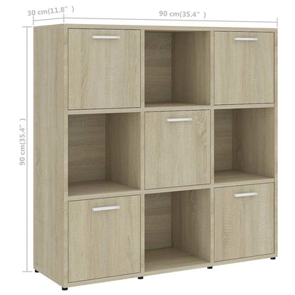802933 vidaXL Book Cabinet Sonoma Oak 90x30x90 cm Engineered Wood