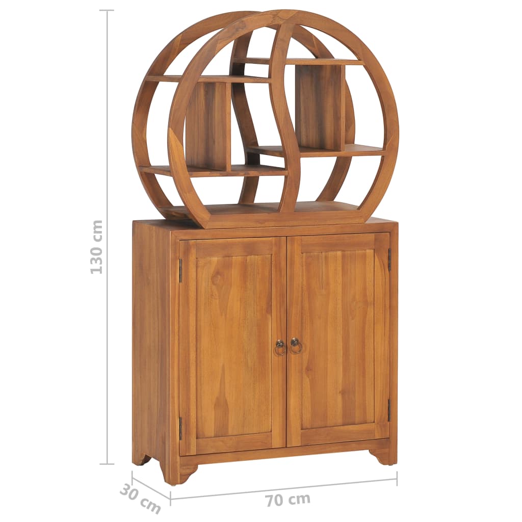 Cabinet with Yin Yang Shelf 70x30x130 cm Solid Teak Wood