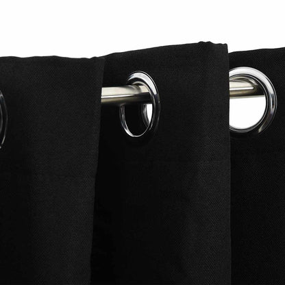 Linen-Look Blackout Curtains with Grommets Black 290x245cm