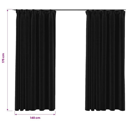 Linen-Look Blackout Curtains with Hooks 2 pcs Anthracite 140x175 cm