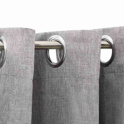 Linen-Look Blackout Curtains with Grommets 2pcs Grey 140x225cm