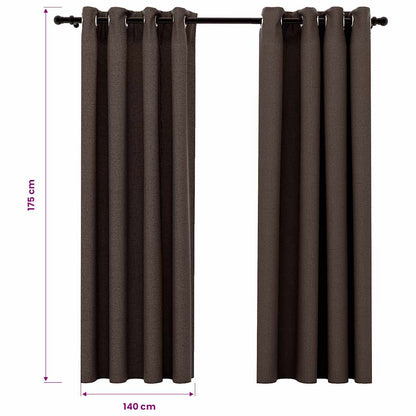 Linen-Look Blackout Curtains with Grommets 2pcs Taupe 140x175cm
