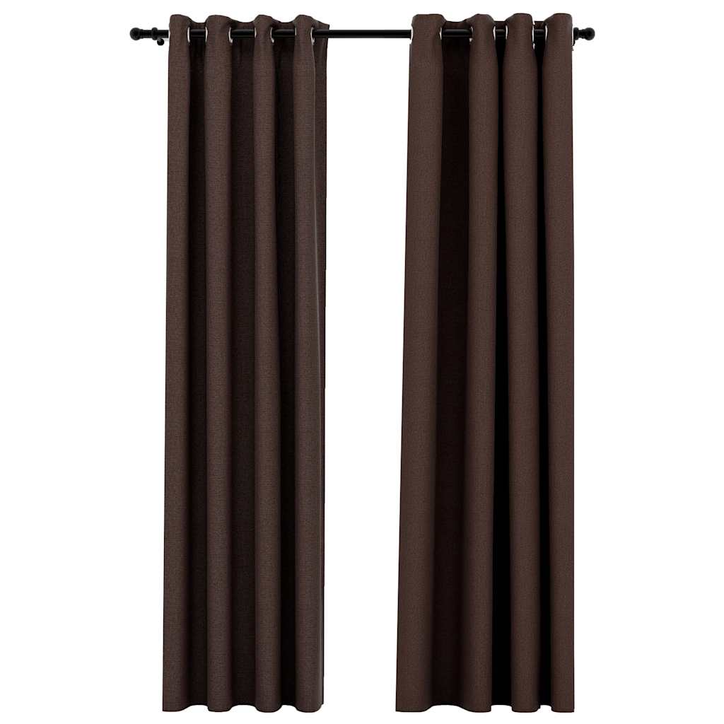 Linen-Look Blackout Curtains with Grommets 2pcs Taupe 140x225cm