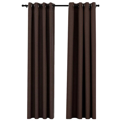 Linen-Look Blackout Curtains with Grommets 2pcs Taupe 140x225cm