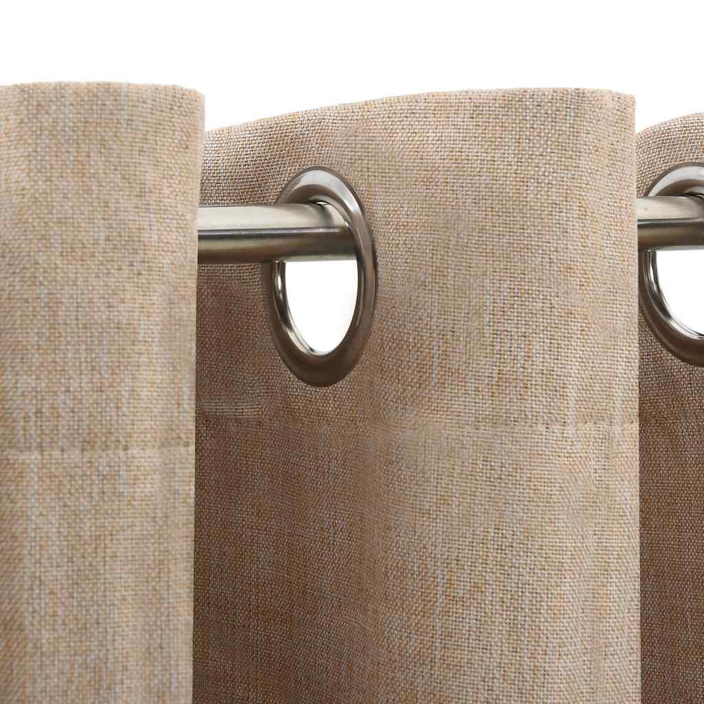 Linen-Look Blackout Curtains with Grommets 2pcs Beige 140x175cm