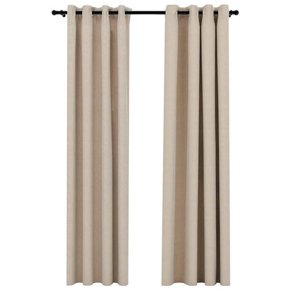 Linen-Look Blackout Curtains with Grommets 2pcs Beige 140x225cm