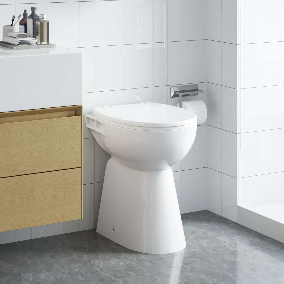 Rimless Toilet 7 cm Extra Height Soft Close Ceramic White