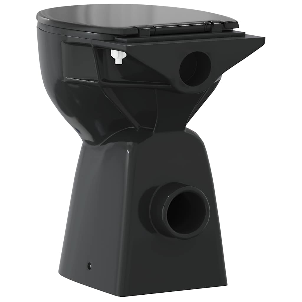 Rimless Toilet 7 cm Extra Height Soft Close Ceramic Black