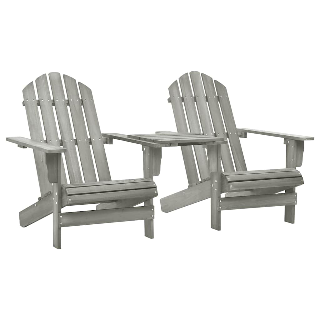 310068 vidaXL Garden Adirondack Chairs with Tea Table Solid Fir Wood Grey
