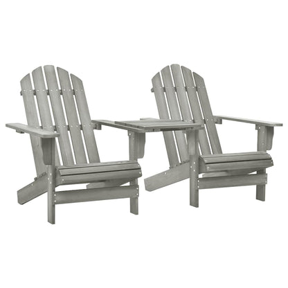 310068 vidaXL Garden Adirondack Chairs with Tea Table Solid Fir Wood Grey