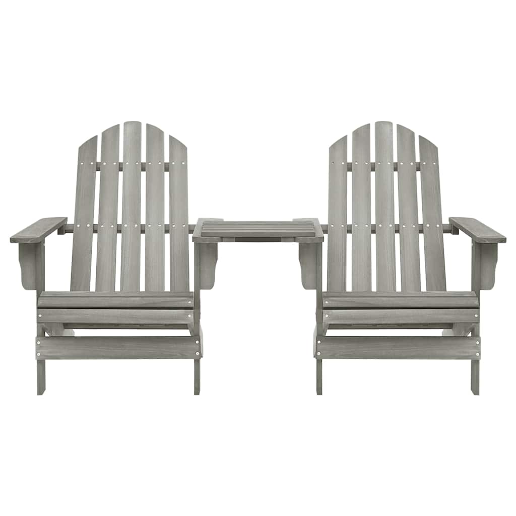 310068 vidaXL Garden Adirondack Chairs with Tea Table Solid Fir Wood Grey