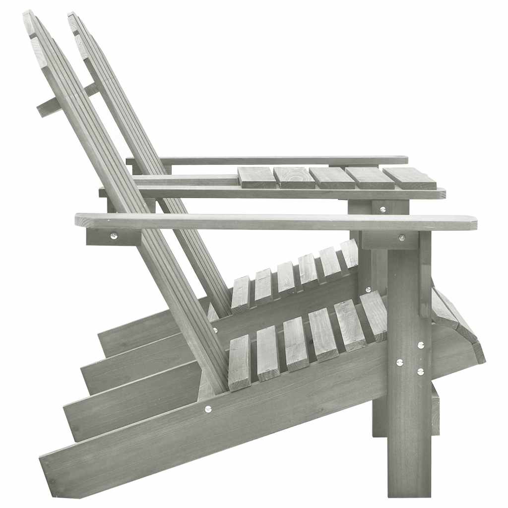 310068 vidaXL Garden Adirondack Chairs with Tea Table Solid Fir Wood Grey