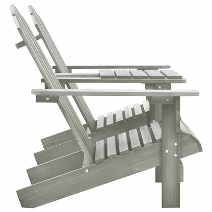 310068 vidaXL Garden Adirondack Chairs with Tea Table Solid Fir Wood Grey