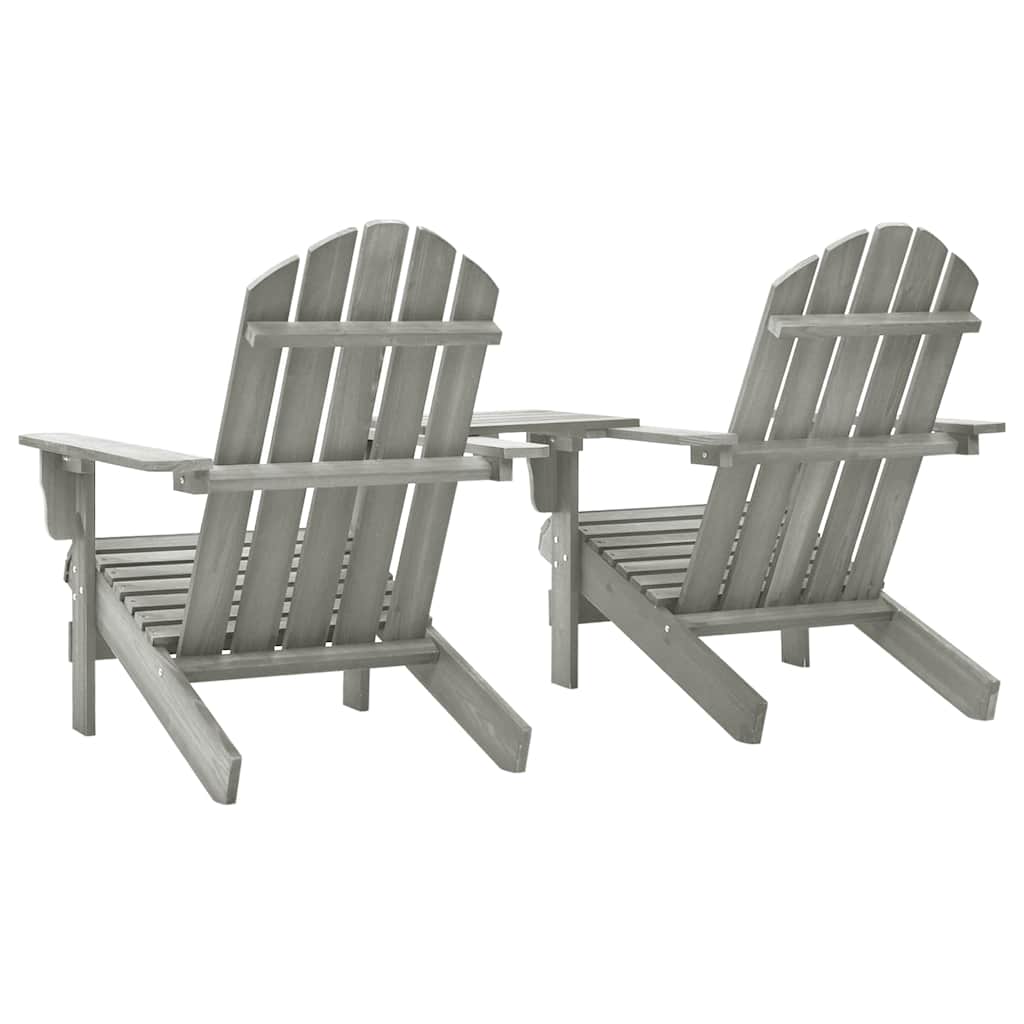 310068 vidaXL Garden Adirondack Chairs with Tea Table Solid Fir Wood Grey