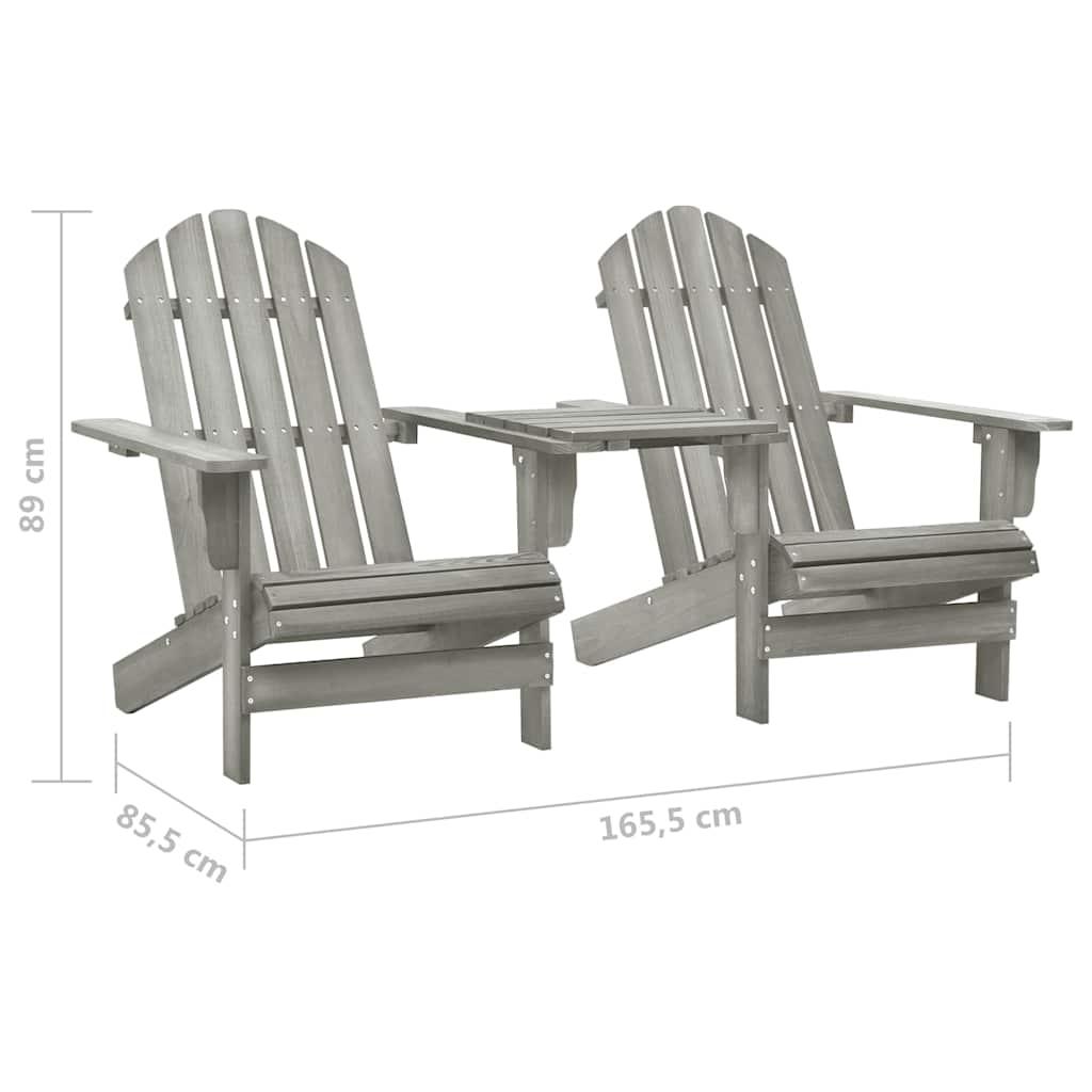310068 vidaXL Garden Adirondack Chairs with Tea Table Solid Fir Wood Grey