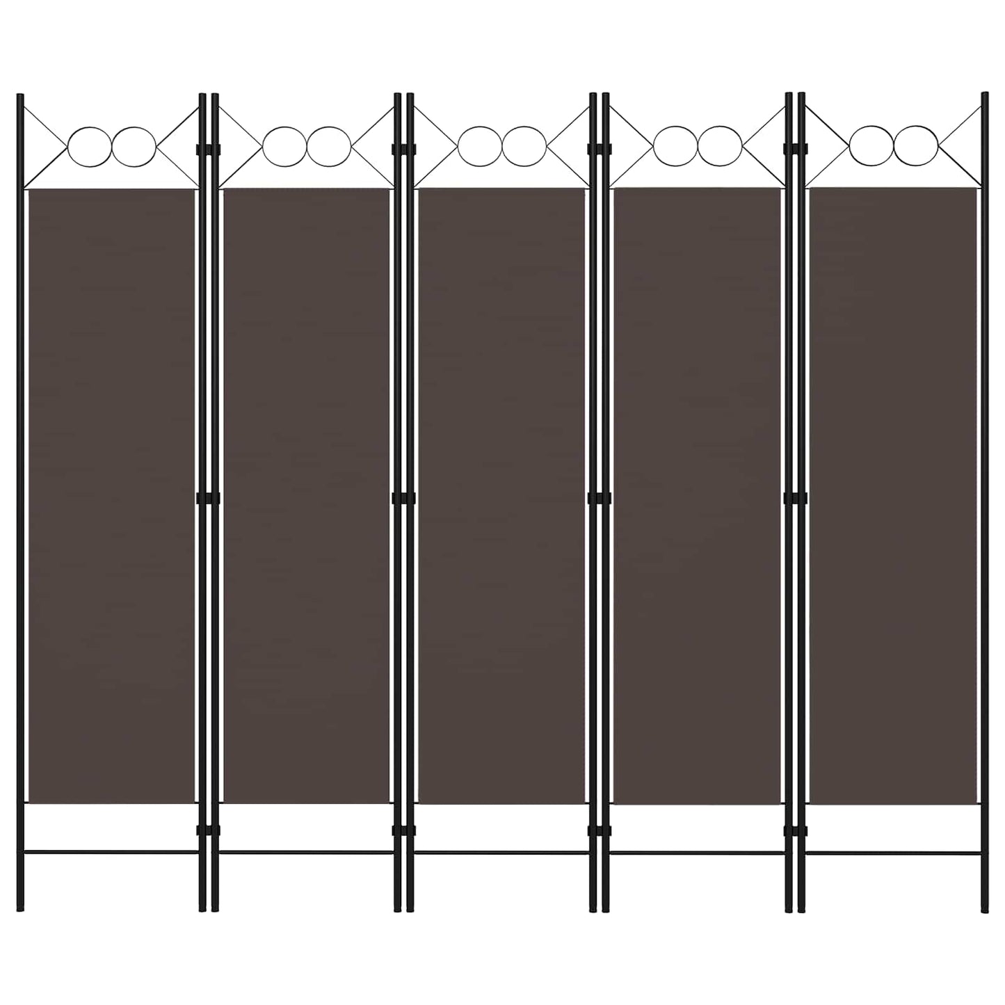 320708 vidaXL 5-Panel Room Divider Brown 200x180 cm