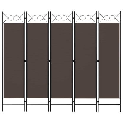 320708 vidaXL 5-Panel Room Divider Brown 200x180 cm