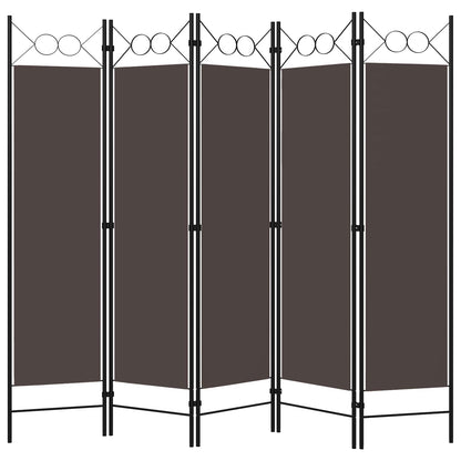320708 vidaXL 5-Panel Room Divider Brown 200x180 cm