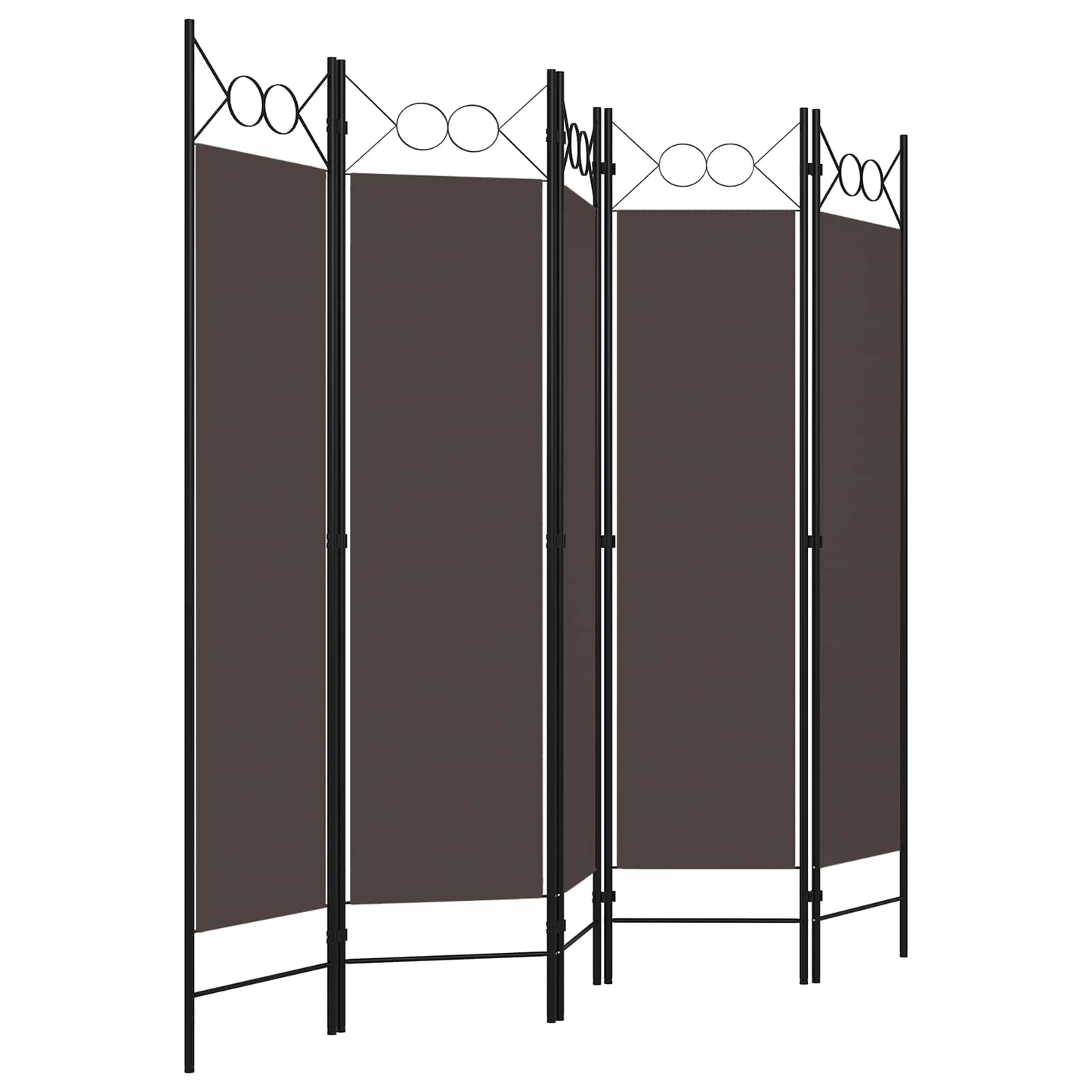320708 vidaXL 5-Panel Room Divider Brown 200x180 cm