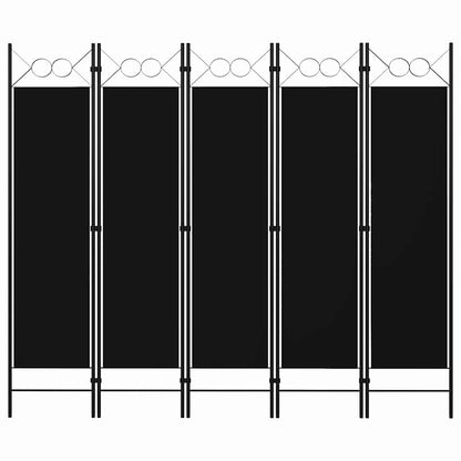 5-Panel Room Divider Black 200x180 cm