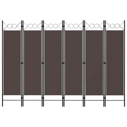 320712 vidaXL 6-Panel Room Divider Brown 240x180 cm