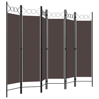 320712 vidaXL 6-Panel Room Divider Brown 240x180 cm