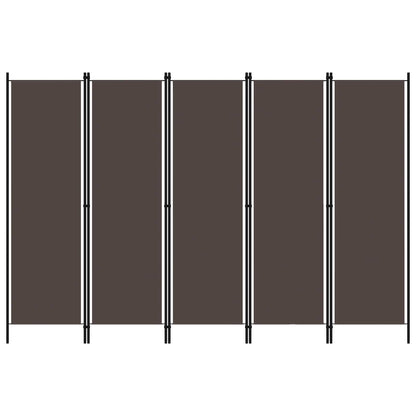 320724 vidaXL 5-Panel Room Divider Brown 250x180 cm