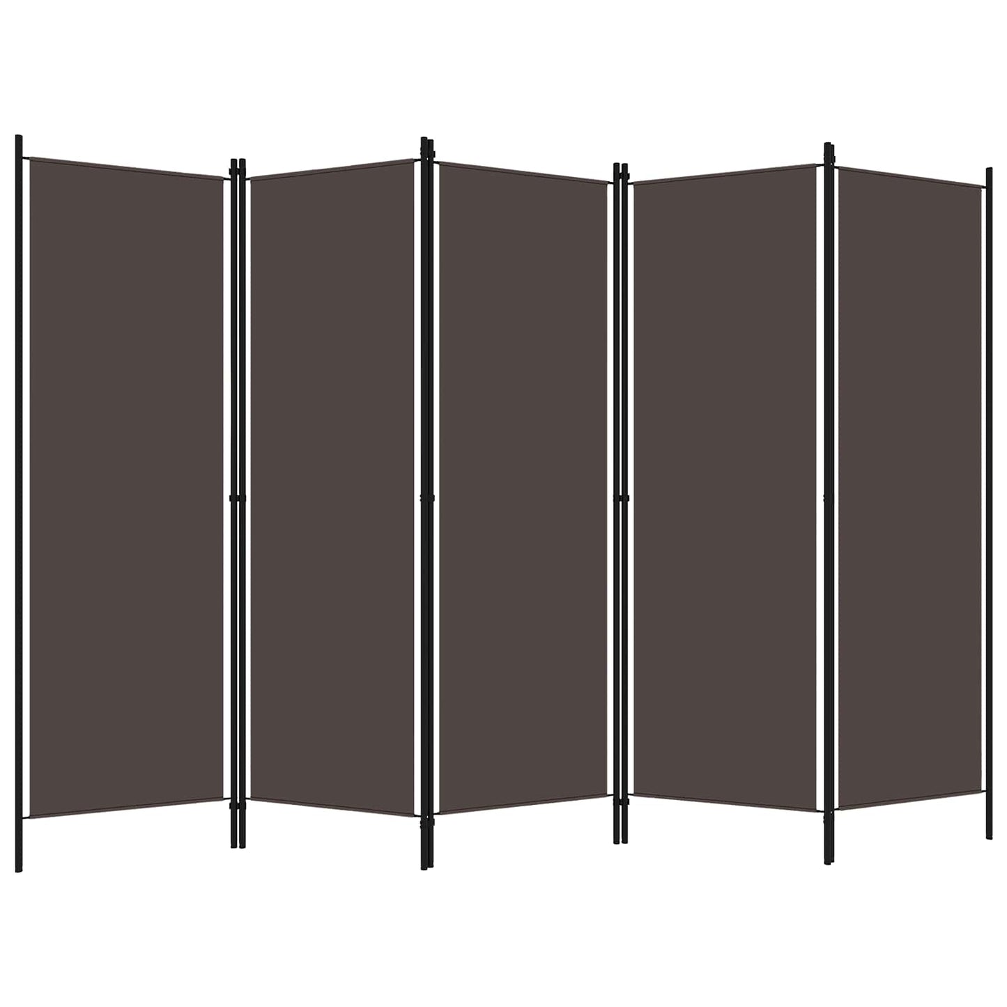 320724 vidaXL 5-Panel Room Divider Brown 250x180 cm
