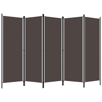 320724 vidaXL 5-Panel Room Divider Brown 250x180 cm
