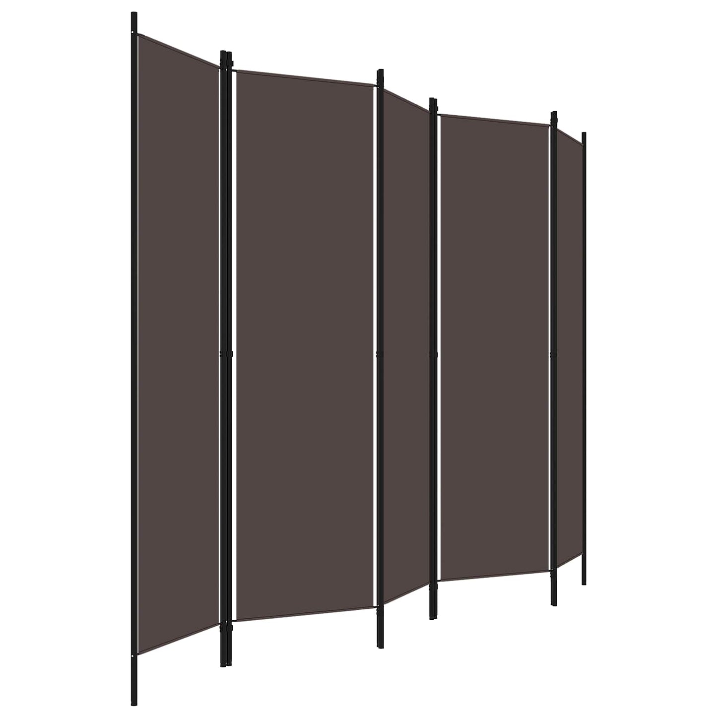 320724 vidaXL 5-Panel Room Divider Brown 250x180 cm