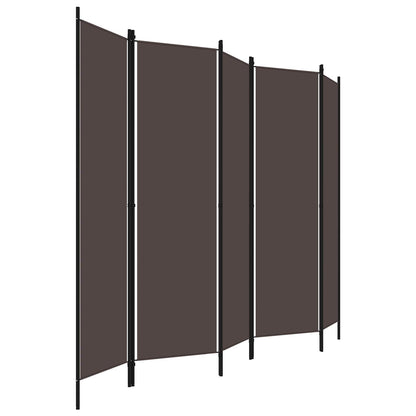 320724 vidaXL 5-Panel Room Divider Brown 250x180 cm