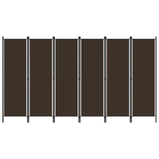 6-Panel Room Divider Brown 300x180 cm