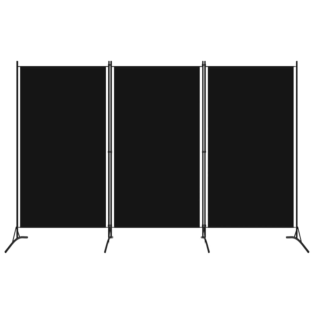 3-Panel Room Divider Black 260x180 cm