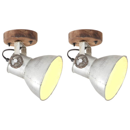 320504 vidaXL Industrial Wall/Ceiling Lamps 2 pcs Silver 20x25 cm E27