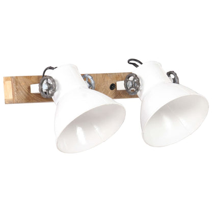 Wall Lamp | White and Brown | Iron, Solid Mango Wood | 45 x 25 x 17 cm