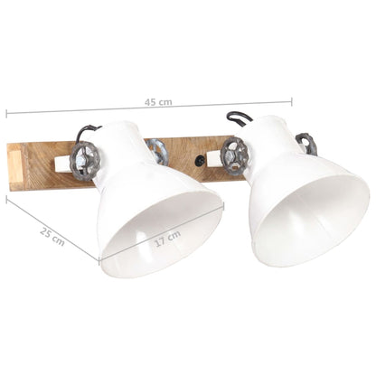 Wall Lamp | White and Brown | Iron, Solid Mango Wood | 45 x 25 x 17 cm