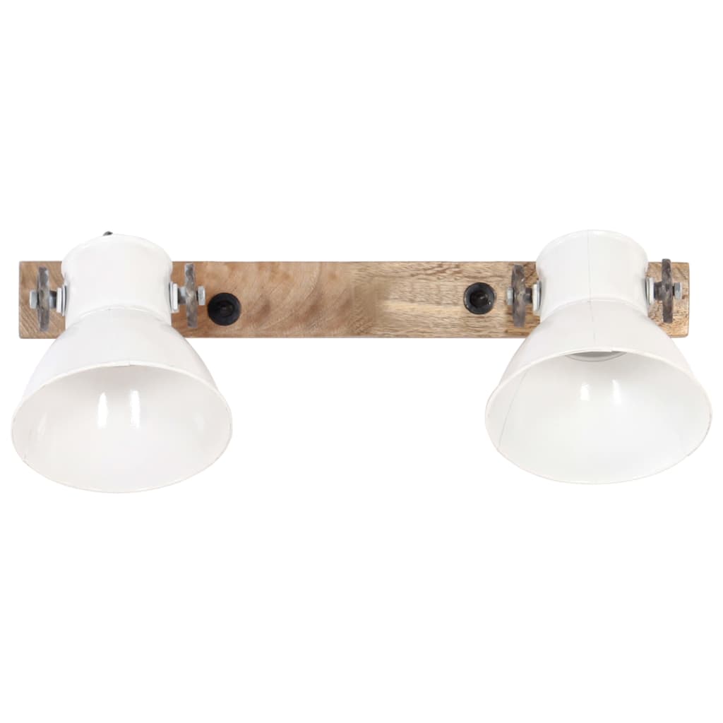 Wall Lamp | White and Brown | Iron, Solid Mango Wood | 45 x 25 x 17 cm