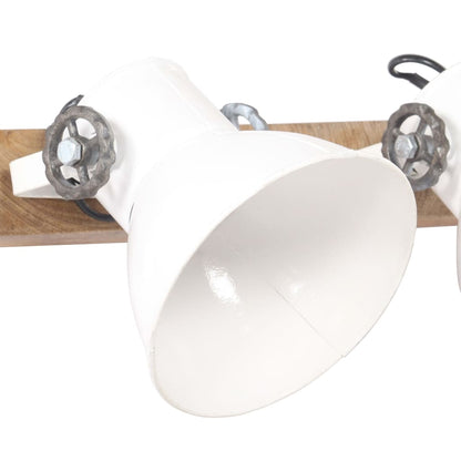 Wall Lamp | White and Brown | Iron, Solid Mango Wood | 45 x 25 x 17 cm