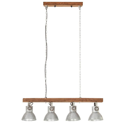Ceiling Lamp | Silver and Brown | Iron and Solid Mango Wood | Medium