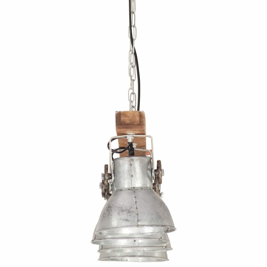 Ceiling Lamp | Silver and Brown | Iron and Solid Mango Wood | Medium